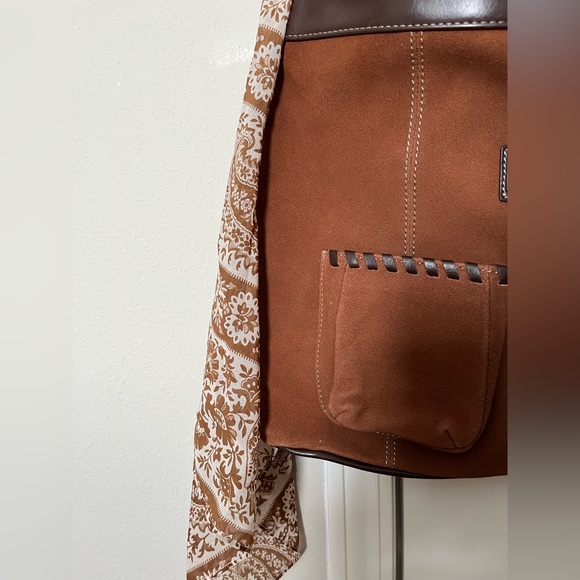 NWT Tignanello Genuine Leather Suede Cognac Hobo Bag - Picture 5 of 10